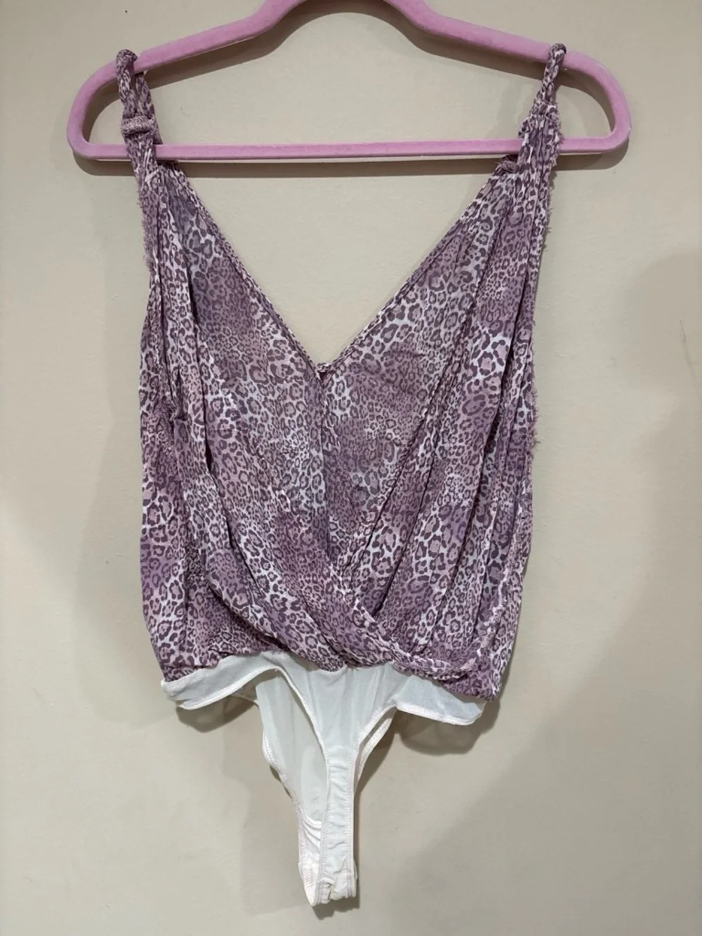 Free People Lilac Leopard-Print Bodysuit Tank - Purple & White